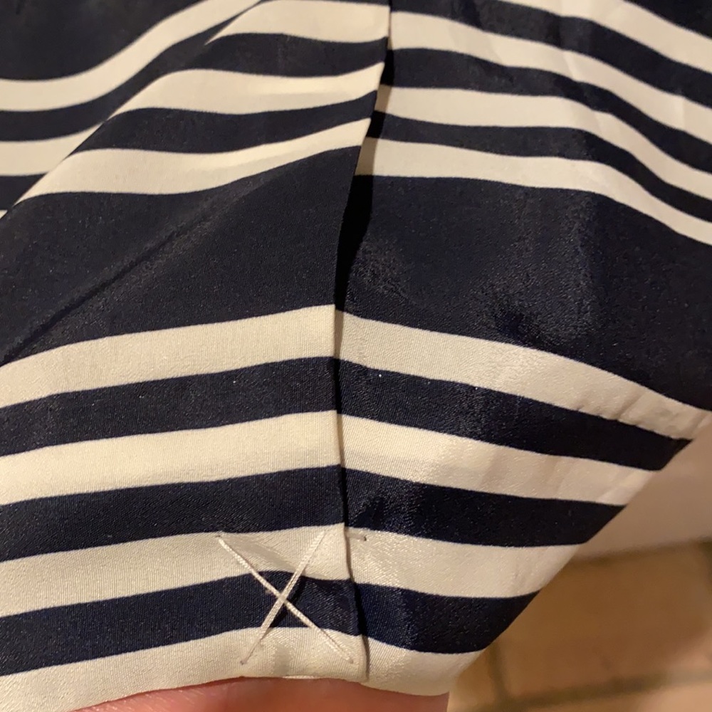 J. Crew Blouson Mini Dress in navy blue and white stripes straps 8 - Picture 12 of 16